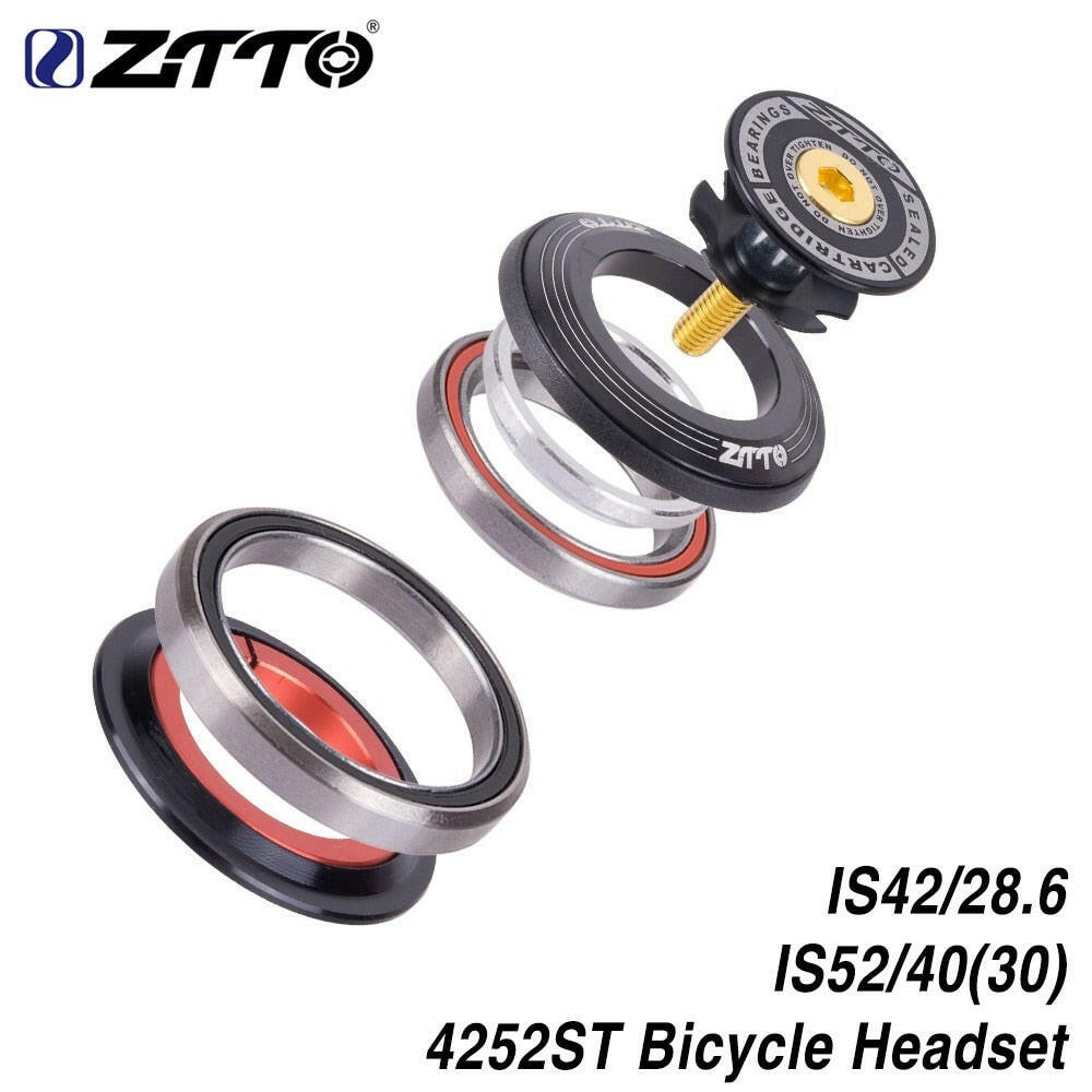 ZTTO MTB Bike Road Bicycle Headset 42mm 52mm CNC 1 1/8"-1 1/2" Tapered Tube fork Integrated Angular Contact Bearing 4252ST