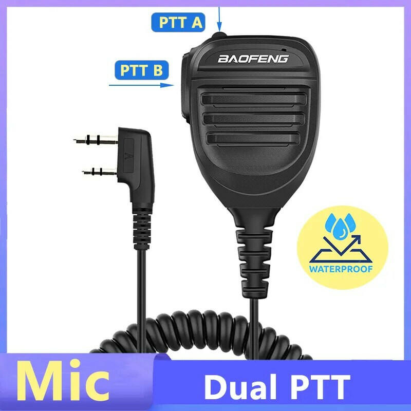 Baofeng Walkie Talkie Speaker Microphone Waterproof PTT Mic For UV5R UV-16 Pro UV-13 Plus Two Way Radio QuanSheng UV-K5(8) UV-K6-WAYBIKER