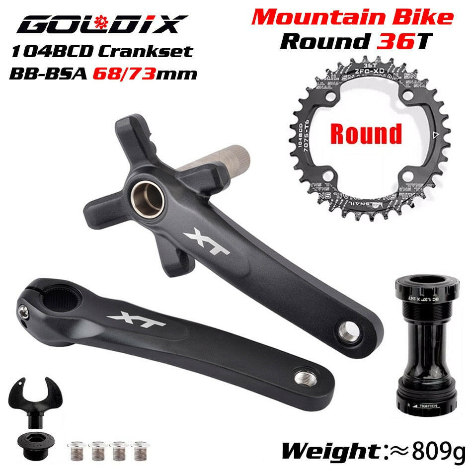 XT Bicycle Crankset 104BCD MTB Bike Crank Chainring Bike 170mm 175mm Black Round Oval 32T 34T 36T 38T Aluminum Alloy with Bottom