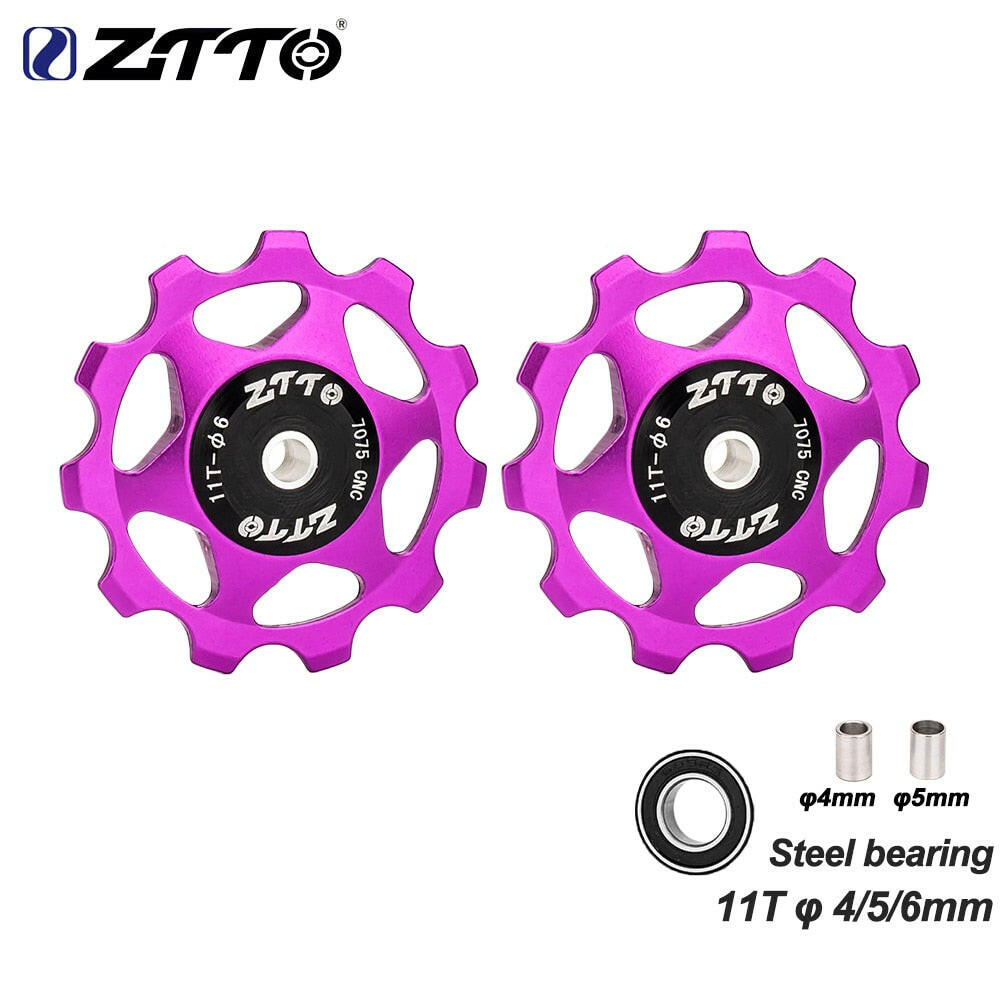 ZTTO 11T 13T MTB Bicycle Rear Derailleur Jockey Wheel Steel Bearing Pulley AL7075 CNC Road Bike Guide Roller Idler 4mm 5mm 6mm