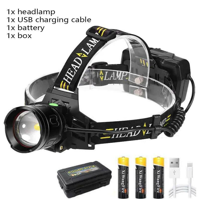 XHP70 Powerful LED Induction Headlamp USB Rechargeable 3*18650 With Battery Head Flashlight Outdoor Fishing Camping Head Torch