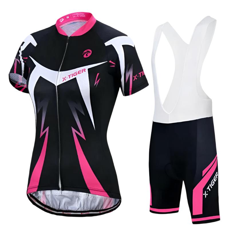 X-Tiger Women's Bib Cycling Set Summer Short Sleeve Suit Anti-UV Bicycle Clothing Quick-Dry Jersey Mountain Female Bike Clothes-WAYBIKER