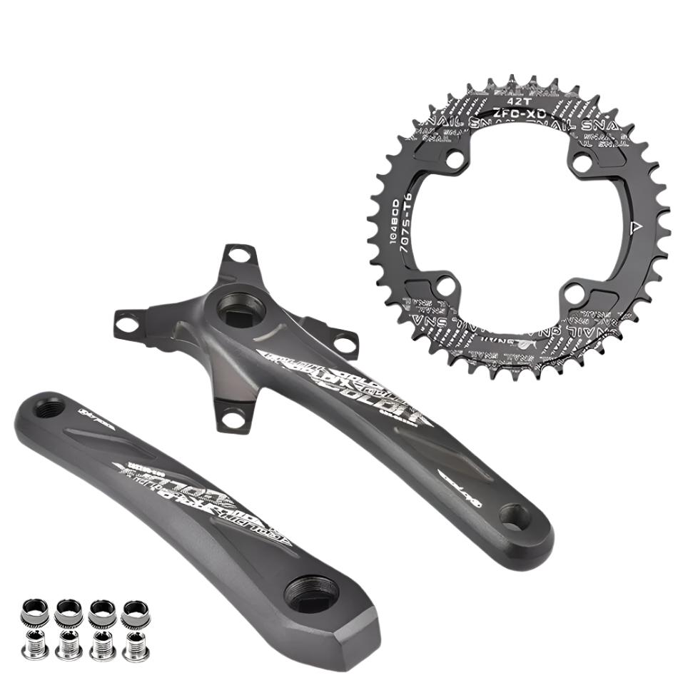 GOLDIX RIRO Bicycle Crankset 104BCD Mountain Bike Square Hole Crank Aluminum Alloy Crank 170/175mm Black 32T 34T 36T 38T 40T 42T-WAYBIKER