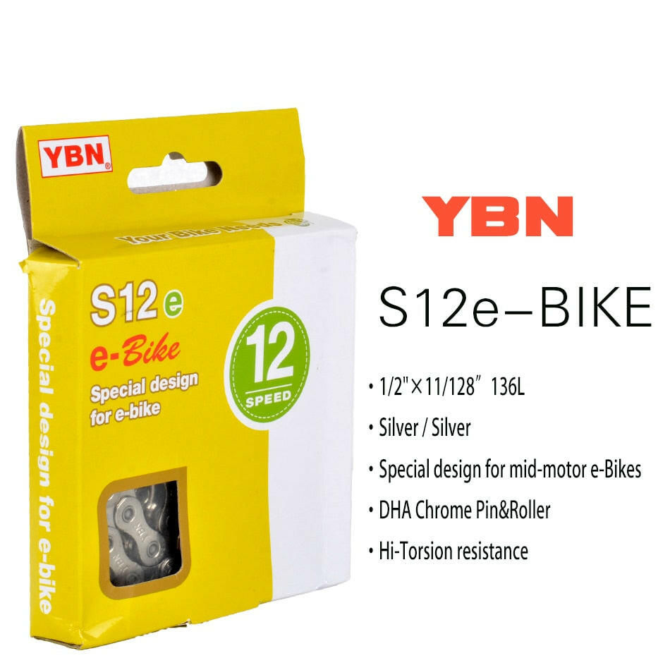 YBN E-Bike Chains 8/9/10/11/12 speed Electric bicycle chain Special design For Mid-Motor BOSCH E-Bike and SHINANO e-Bike System