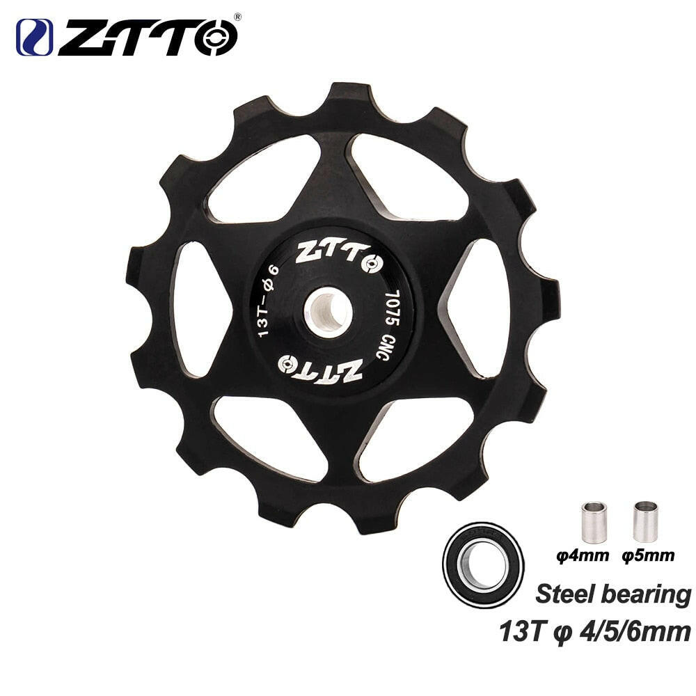 ZTTO 11T 13T MTB Bicycle Rear Derailleur Jockey Wheel Steel Bearing Pulley AL7075 CNC Road Bike Guide Roller Idler 4mm 5mm 6mm