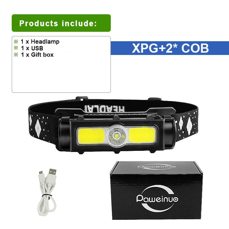 XPG+COB Mini Led Headlamp Usb Rechargeable Head Flashlight 18650 Headlight Work Light With Magnet Fishing LED Waterproof Torch