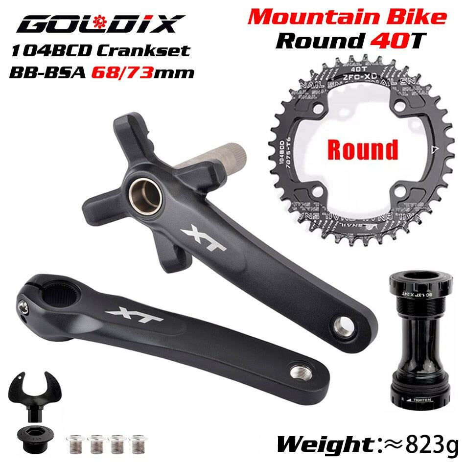 XT Bicycle Crankset 104BCD MTB Bike Crank Chainring Bike 170mm 175mm Black Round Oval 32T 34T 36T 38T Aluminum Alloy with Bottom