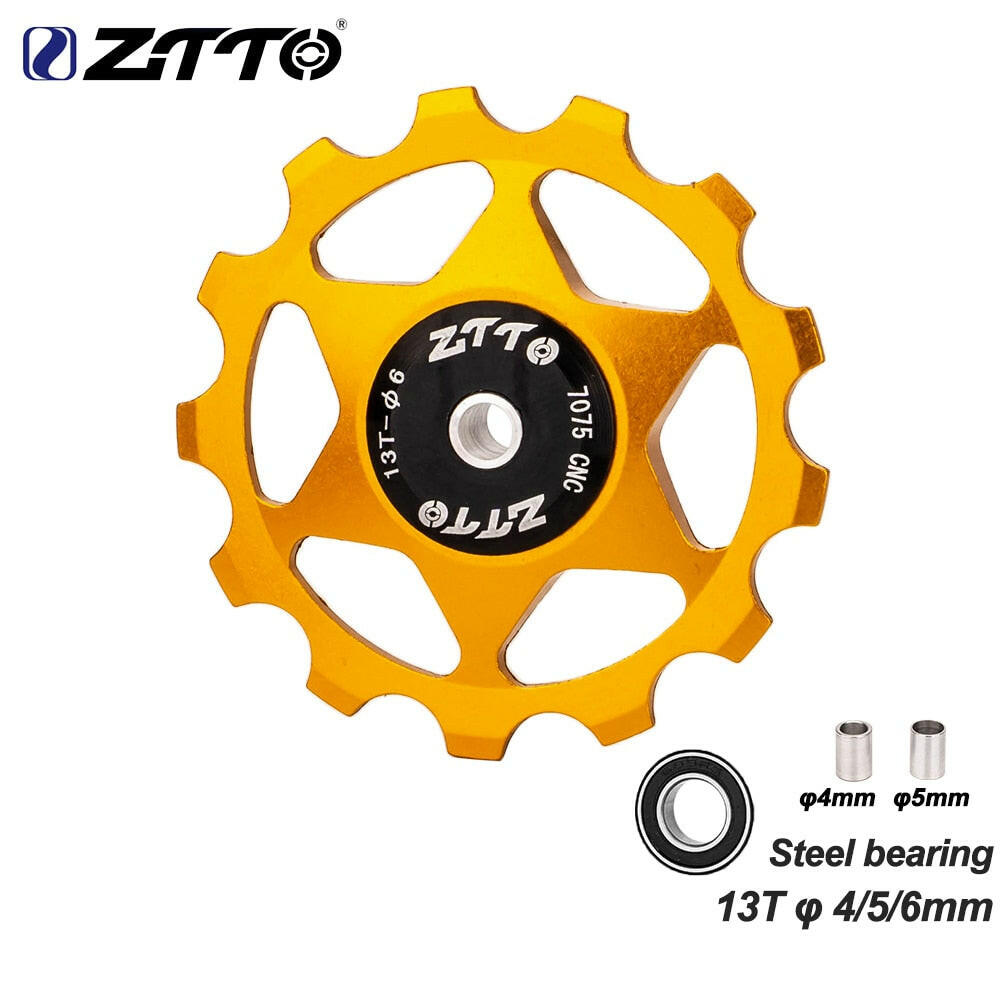 ZTTO 11T 13T MTB Bicycle Rear Derailleur Jockey Wheel Steel Bearing Pulley AL7075 CNC Road Bike Guide Roller Idler 4mm 5mm 6mm