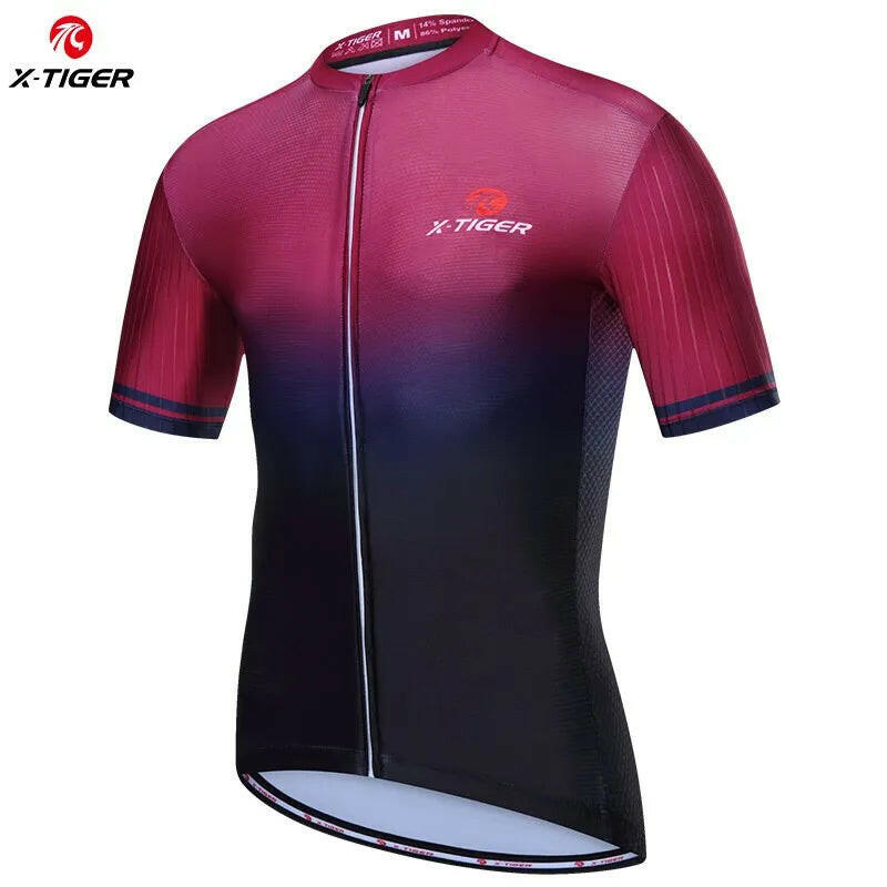 X-TIGER Cycling Jersey Mens Bike Shirt Short Sleeve Gradient Color Series Breathable Reflective UPF50+ Mountain Bicycle Clothing-WAYBIKER