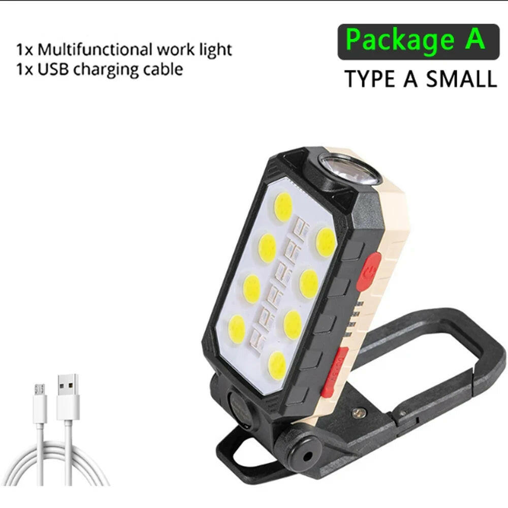 ZHIYU LED COB Work Light Portable Rechargeable Flashlight Magnetic Waterproof Camping Lantern Magnet Design with Power Display-WAYBIKER