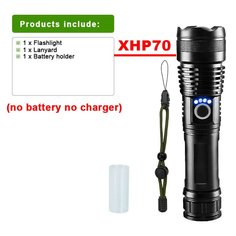 XHP360 Led Flashlight 18650 Rechargeable Torch Usb Powerful Tactical Flash Light Zoomable Hunting Lantern Waterproof Hand Lamp