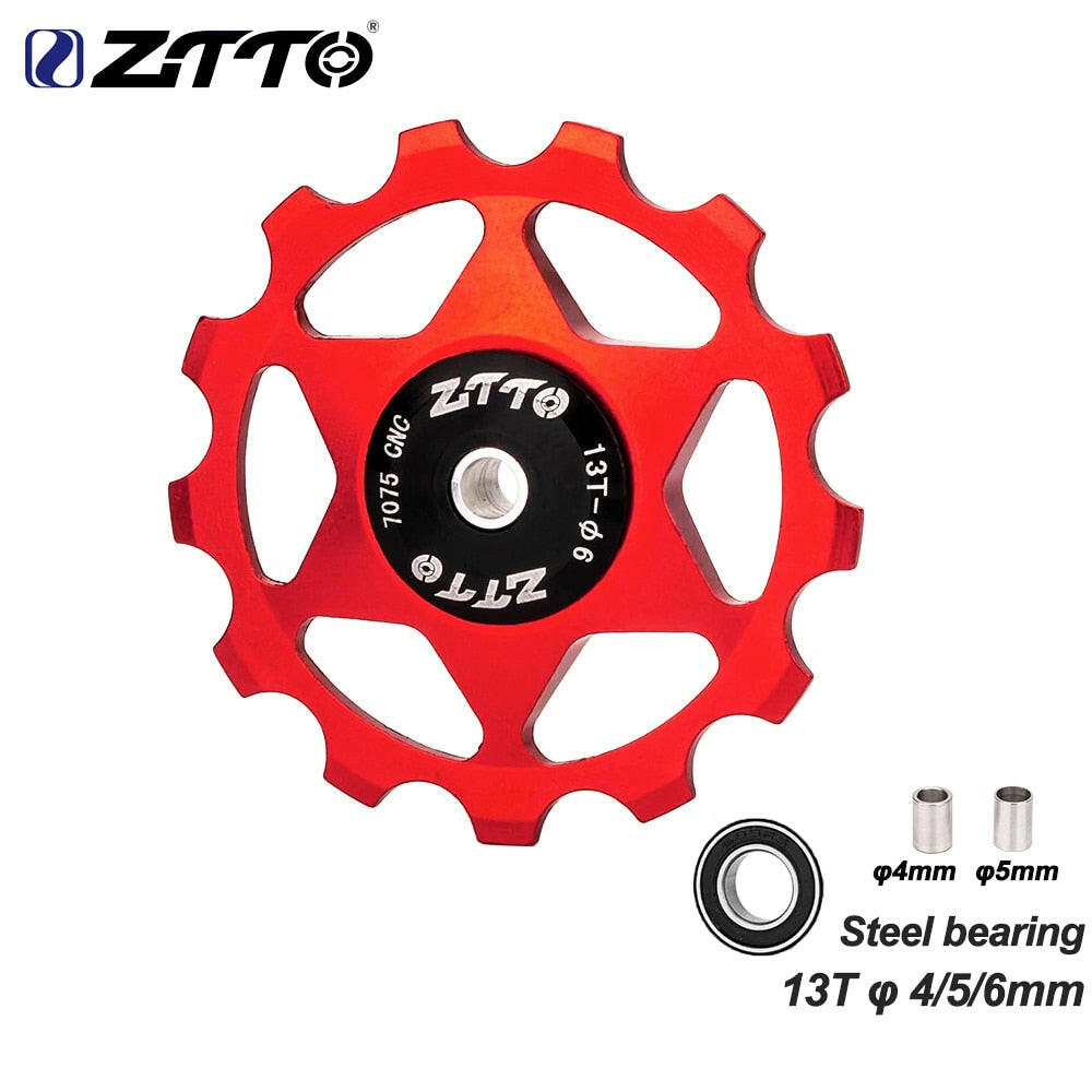 ZTTO 11T 13T MTB Bicycle Rear Derailleur Jockey Wheel Steel Bearing Pulley AL7075 CNC Road Bike Guide Roller Idler 4mm 5mm 6mm