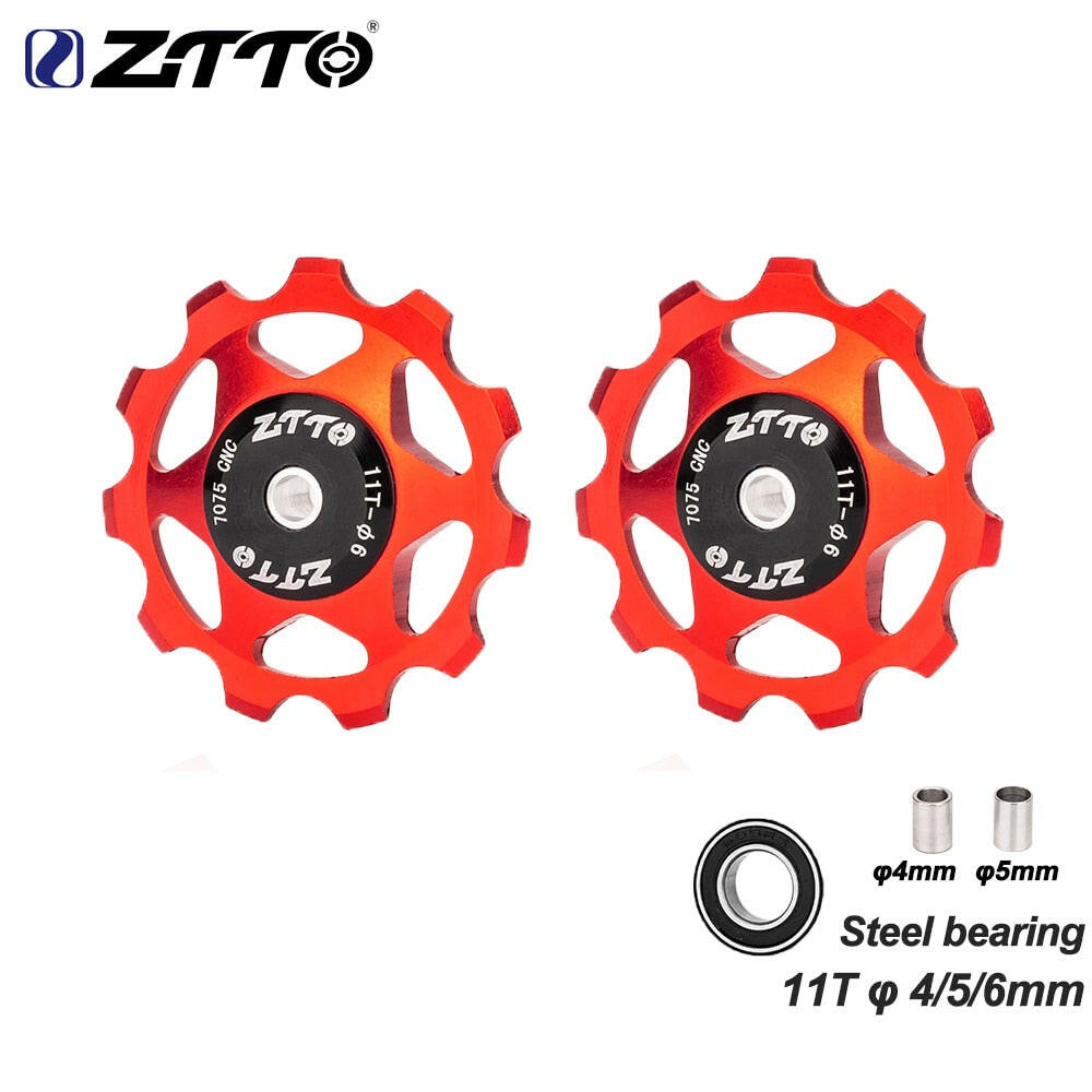 ZTTO 11T 13T MTB Bicycle Rear Derailleur Jockey Wheel Steel Bearing Pulley AL7075 CNC Road Bike Guide Roller Idler 4mm 5mm 6mm