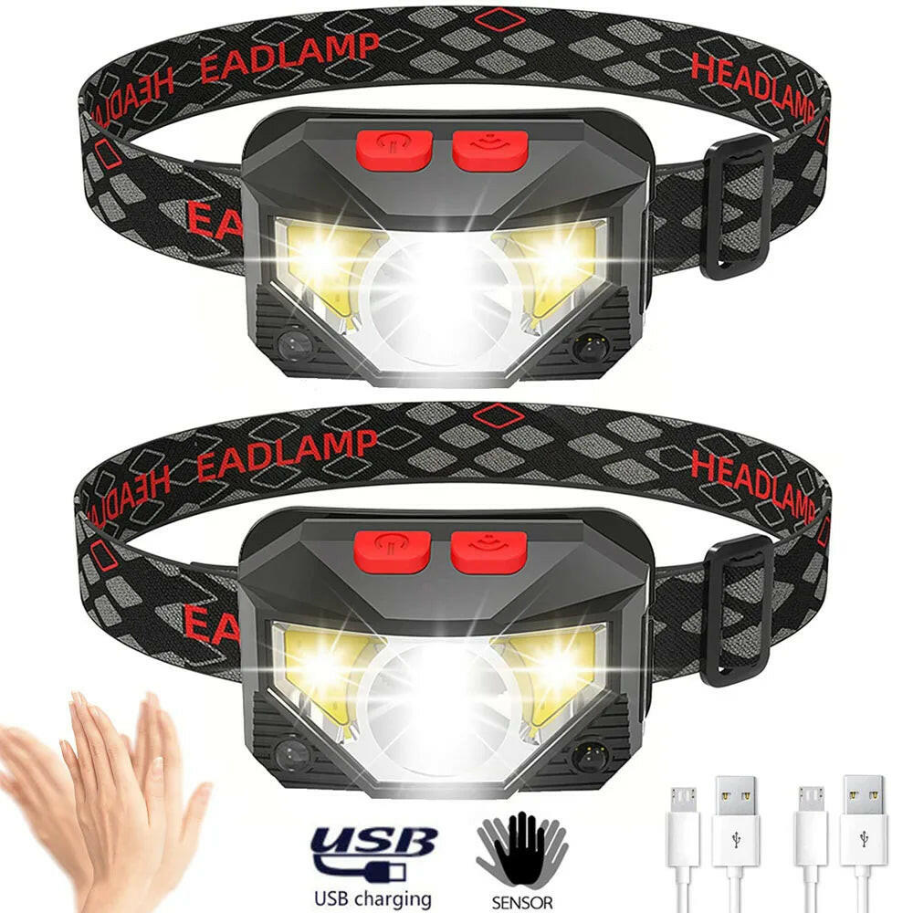 XPE+COB 8 Modes Handfress Motion Sensor Waterproof Powerful LED Headlight Headlamp Head Lamp COB Flashlight Torch head light