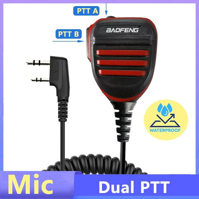 Baofeng Walkie Talkie Speaker Microphone Waterproof PTT Mic For UV5R UV-16 Pro UV-13 Plus Two Way Radio QuanSheng UV-K5(8) UV-K6-WAYBIKER