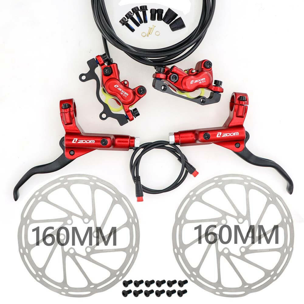 ZOOM HB-876E E-Bike 4-Piston Hydraulic Disc Brake Set Electric Scooter Folding Mtb Bike Power Off ebrake