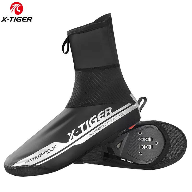 X-TIGER Winter Cycling Shoe Covers Reflective MTB Bike Cycling Overshoes Men Windproof Waterproof Bicycle Shoe Protectors-WAYBIKER