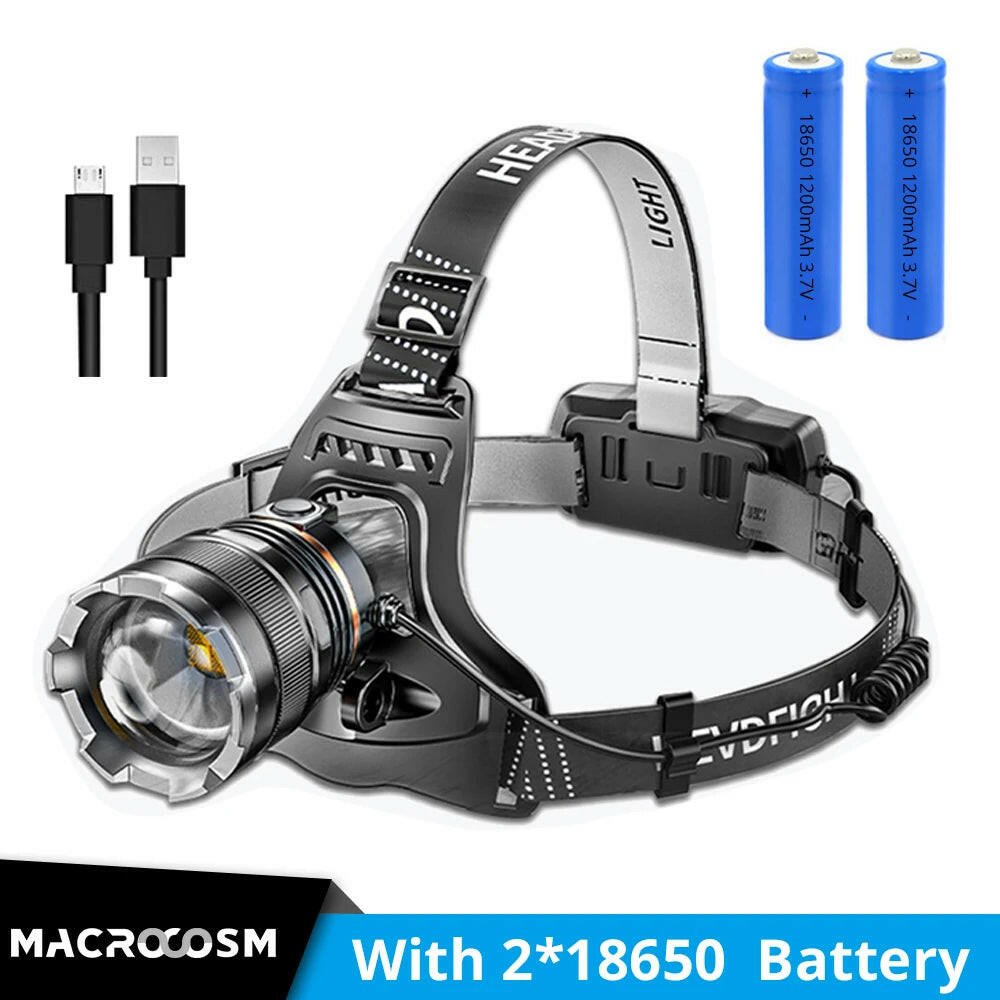 XHP50 High Powerful Headlamp USB Rechargeable Zoomable Head Flashlight Camping Fishing LED Sensor Headlight Use 18650 Battery