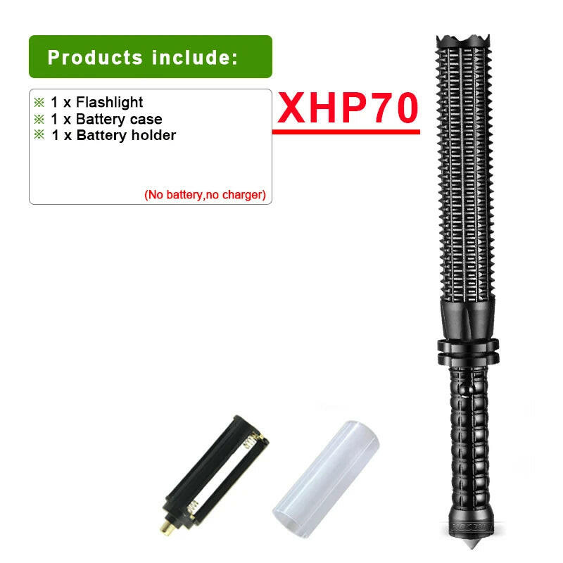 XHP70 Telescopic Flashlight Self Defense Powerful LED Tactical Baseball Bat Flashlight Torch Rechargeable Lantern