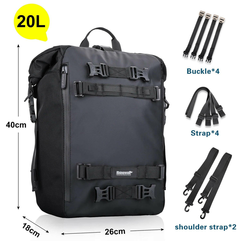 Rhinowalk Motorcycle Rear Bag 30L/20L/10L Motocross Motor Side Tail Bag Waterproof Inner Bag  Saddle Storage Bag Luggage 1 Piece-WAYBIKER