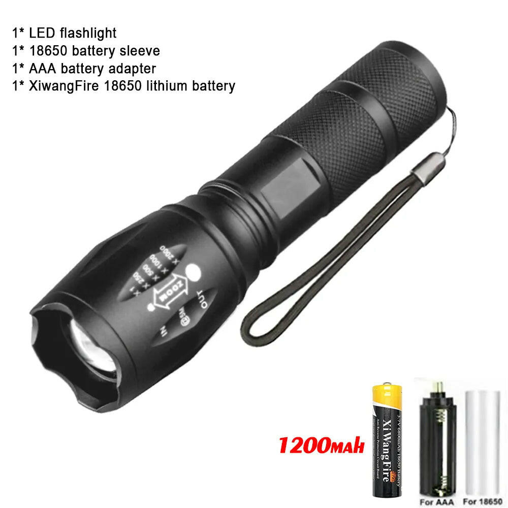 Portable Powerful LED Lamp XML-T6  Flashlight Linterna Torch Uses 18650 Chargeable Battery Outdoor Camping Tactics Flash Light-WAYBIKER