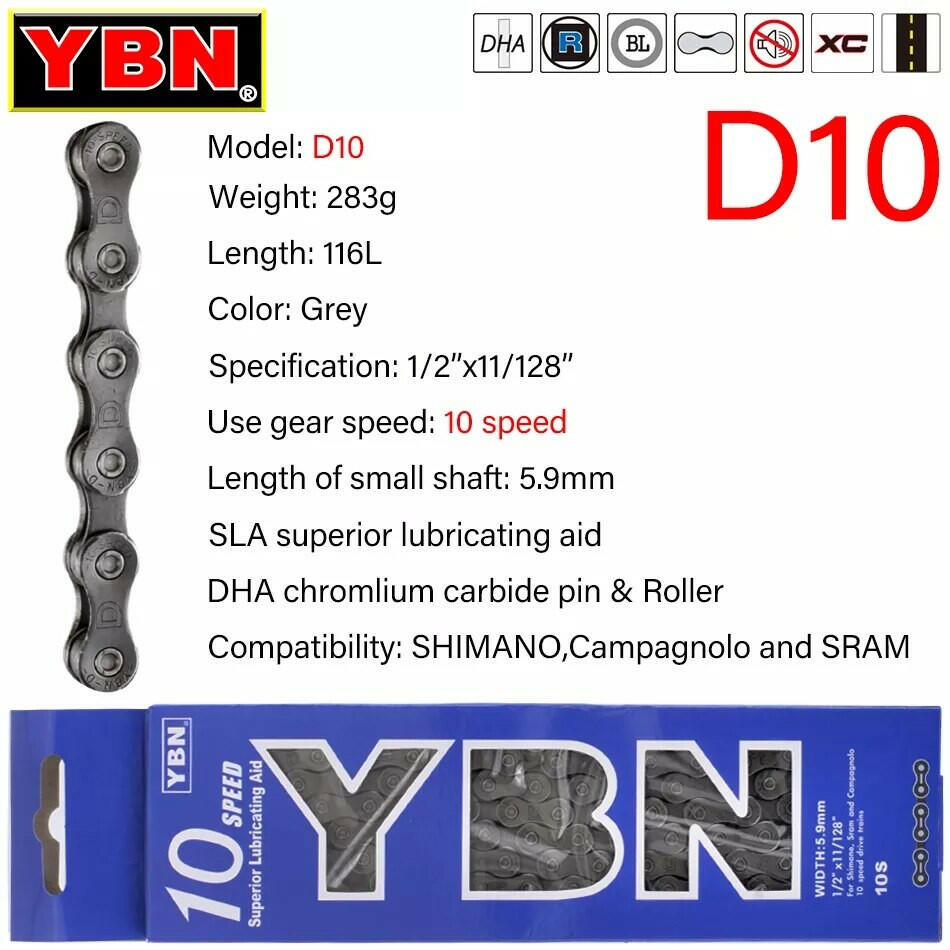 YBN Bike Chains MTB Mountain Road Bike Chians 11 Speed Hollow Bicycle Chain 116 Links Silver S11S for m7000 XT