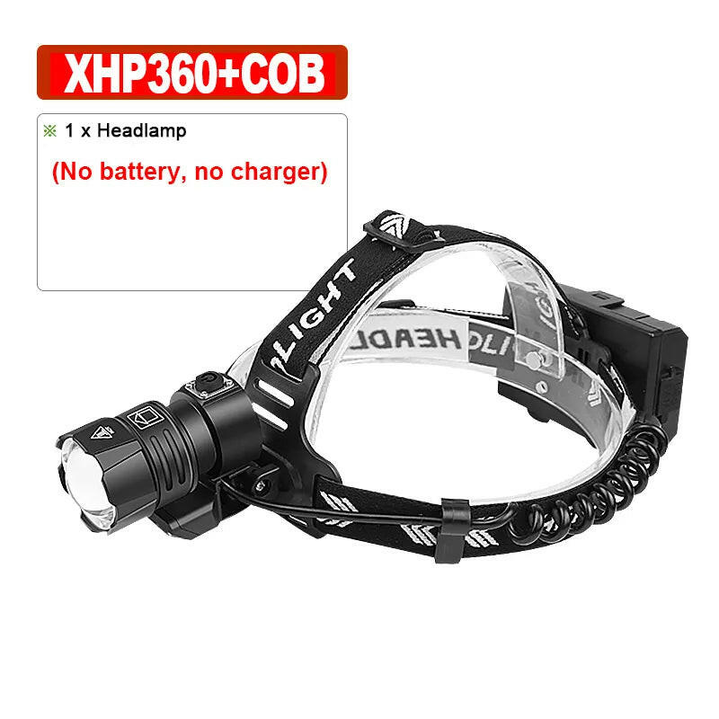 XHP360 Powerful LED Headlamp USB Rechargeable Head Lamp XHP90 Super Bright High Power Headlight 18650 Waterproof Head Flashlight