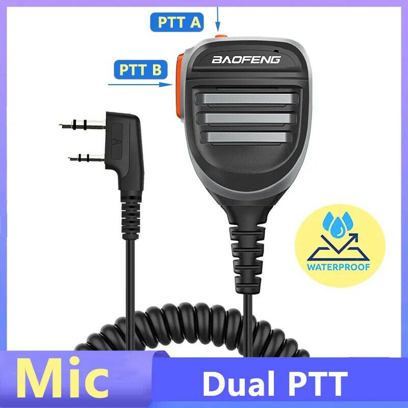 Baofeng Walkie Talkie Speaker Microphone Waterproof PTT Mic For UV5R UV-16 Pro UV-13 Plus Two Way Radio QuanSheng UV-K5(8) UV-K6-WAYBIKER