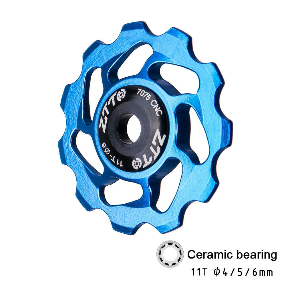 ZTTO 11T MTB Bicycle Rear Derailleur Jockey Wheel Ceramic Bearing Pulley AL7075 CNC Road Bike Guide Roller Idler 4mm 5mm 6mm-WAYBIKER