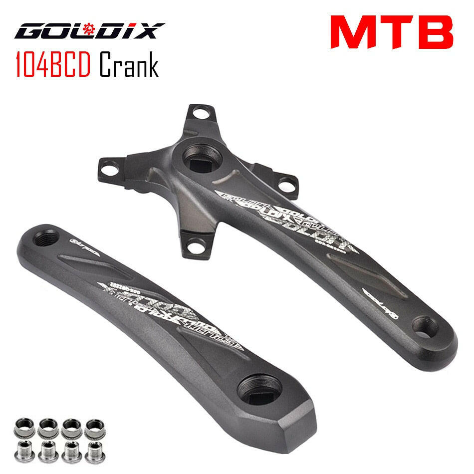 GOLDIX RIRO Bicycle Crankset 104BCD Mountain Bike Square Hole Crank Aluminum Alloy Crank 170/175mm Black 32T 34T 36T 38T 40T 42T-WAYBIKER