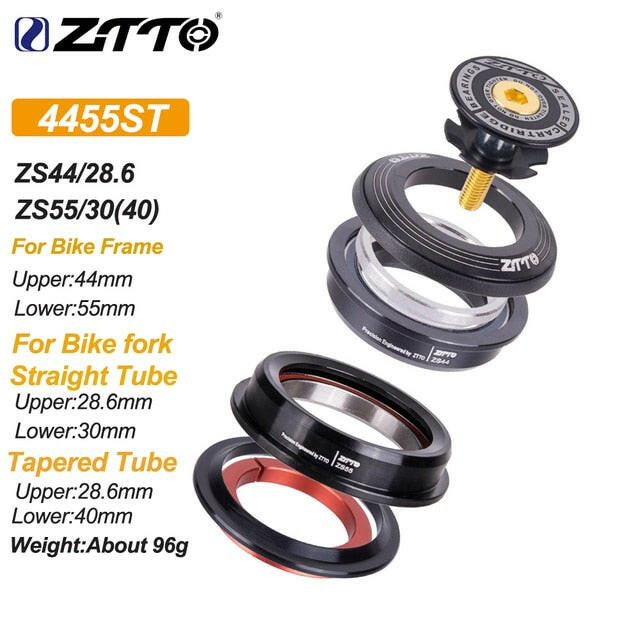 ZTTO MTB Road Bicycle CNC Headset 1 1/8"-1 1/2" Sealed Bearing 1.5Tapered 28.6 Straight Tube Bike Fork Internal Steering Bearing