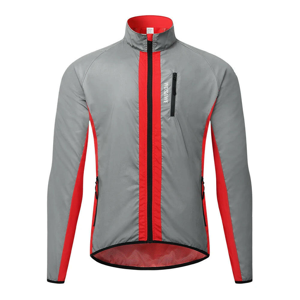 WOSAWE Ultralight Reflective Men Cycling Jacket Waterproof Riding Running Windbreaker Mix Of Fluorescent Coloured Silver Panels