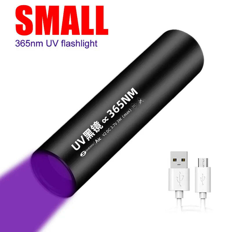 365NM MINI UV Ultraviolet LED Flashlight for Pet Moss Detector Portable UV Black Light for Cat Dog Stains Bed Bug Moldy Food