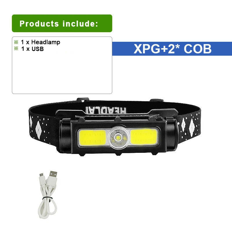 XPG+COB Mini Led Headlamp Usb Rechargeable Head Flashlight 18650 Headlight Work Light With Magnet Fishing LED Waterproof Torch