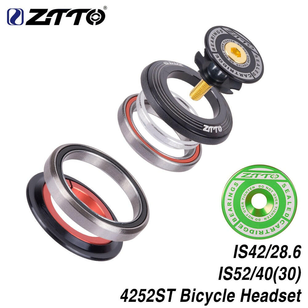 ZTTO MTB Bike Road Bicycle Headset 42mm 52mm CNC 1 1/8"-1 1/2" Tapered Tube fork Integrated Angular Contact Bearing 4252ST