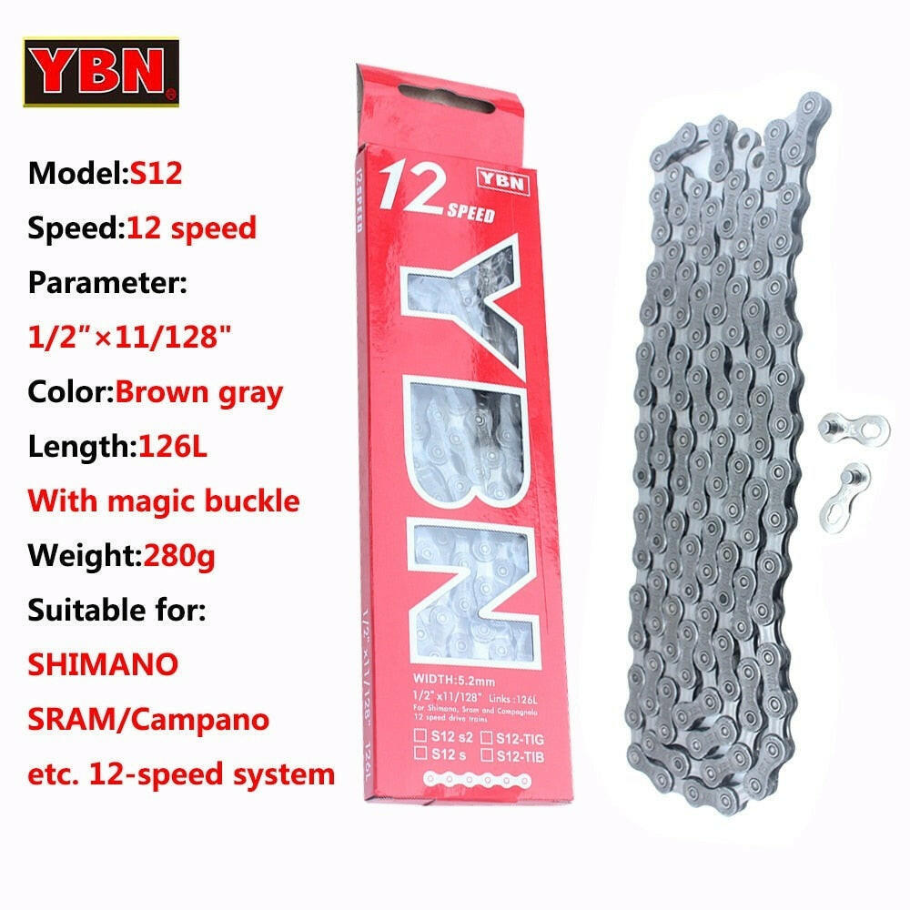 YBN Bike Chain Road Mountain Bicycle 10/11/12 Speed Chains MTB 10v 11v 12v For SHIMANO SRAM Parts With Links Lock