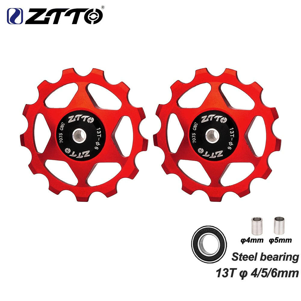 ZTTO 11T 13T MTB Bicycle Rear Derailleur Jockey Wheel Steel Bearing Pulley AL7075 CNC Road Bike Guide Roller Idler 4mm 5mm 6mm