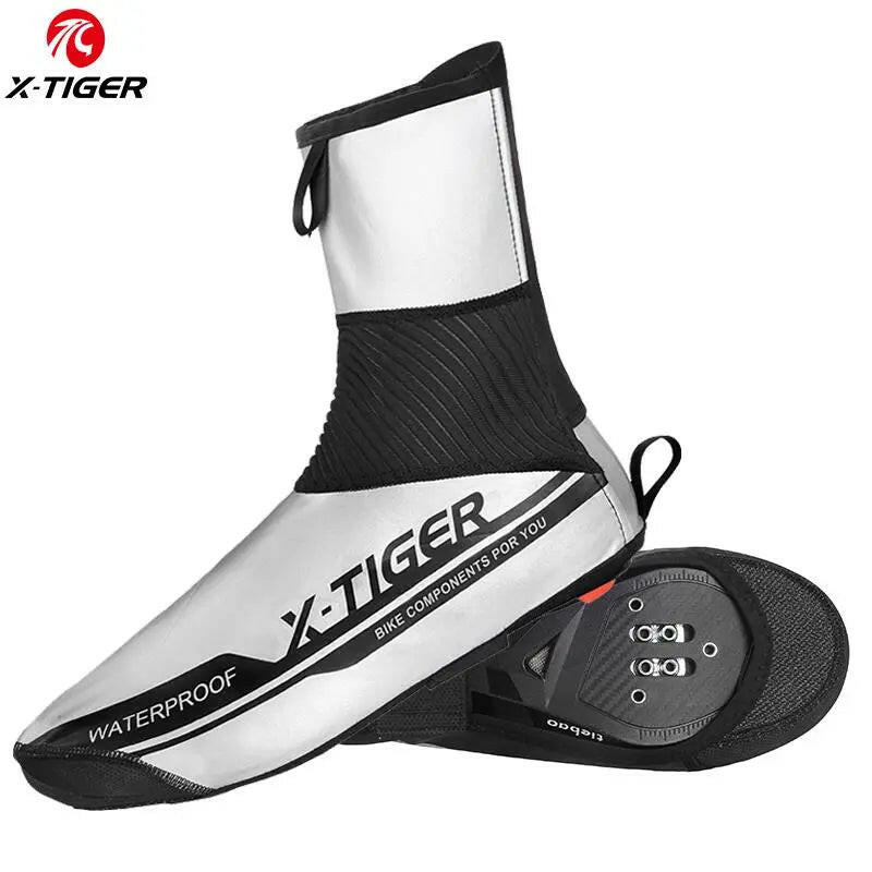 X-TIGER Winter Cycling Shoe Covers Reflective MTB Bike Cycling Overshoes Men Windproof Waterproof Bicycle Shoe Protectors-WAYBIKER