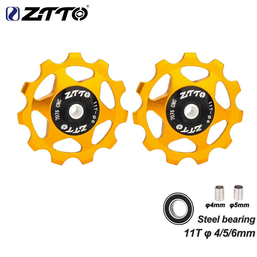 ZTTO 11T 13T MTB Bicycle Rear Derailleur Jockey Wheel Steel Bearing Pulley AL7075 CNC Road Bike Guide Roller Idler 4mm 5mm 6mm