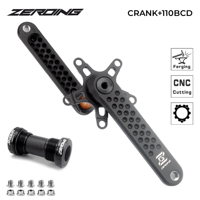 ZEROING ROAD CRANKSET GXP Bicycle Hollow Grave Bike Crank Chainring 110BCD Spider CNC Suitable For Shimano Sram Part 11/12 Speed