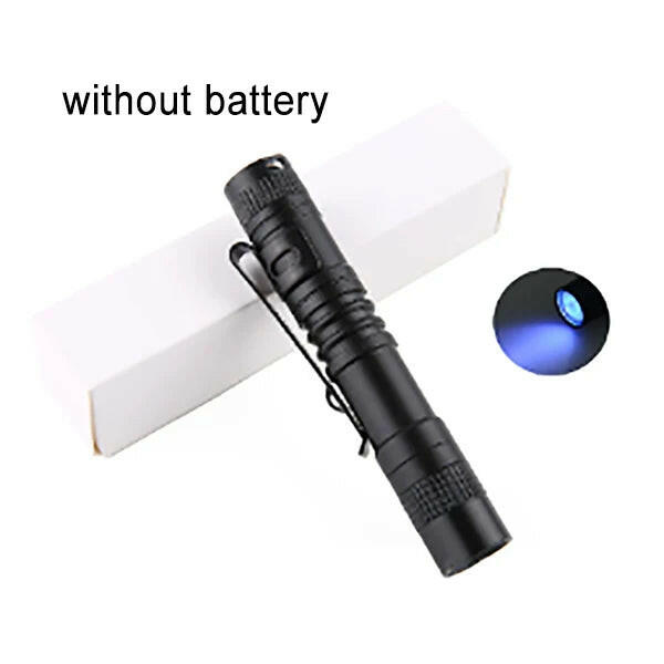 Min LED Portable Flashlight AAA Dry Battery With Pen Clip UV Light Pocket Torch Outdoor Waterproof Camping Hiking Flash Light-WAYBIKER