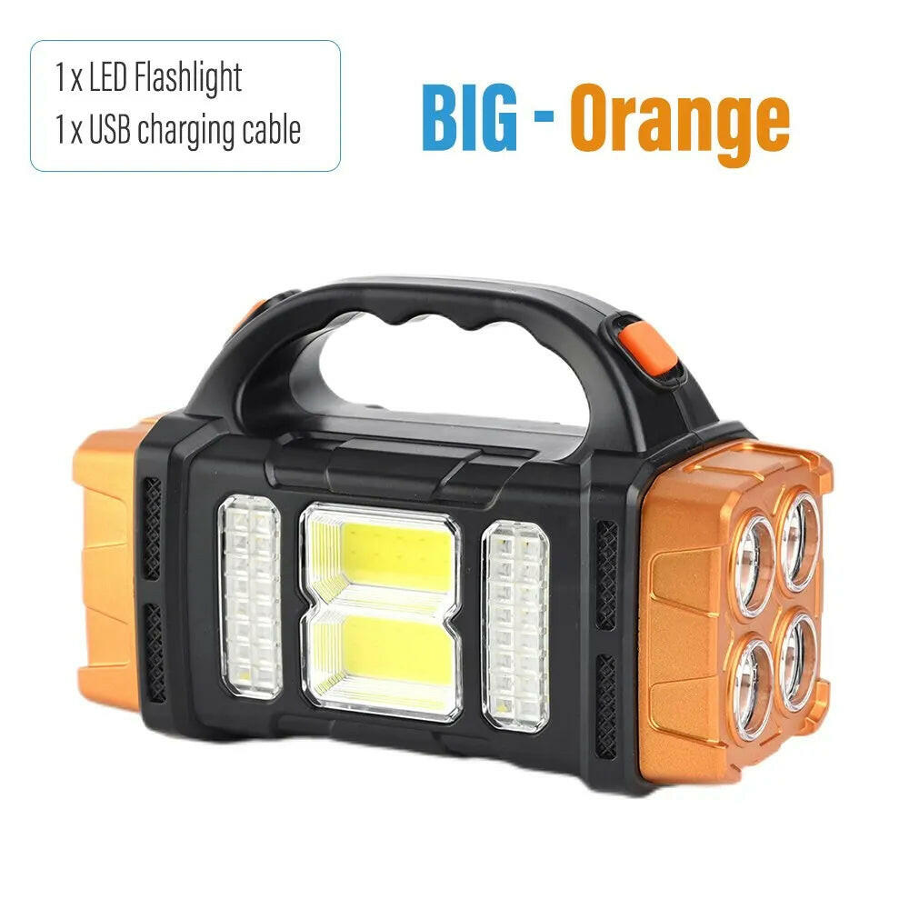 High Power Led Flashlights Camping Torch Work Light Solar Charge 4 Gear USB Rechargeable Light Waterproof Light for Outdoor-WAYBIKER