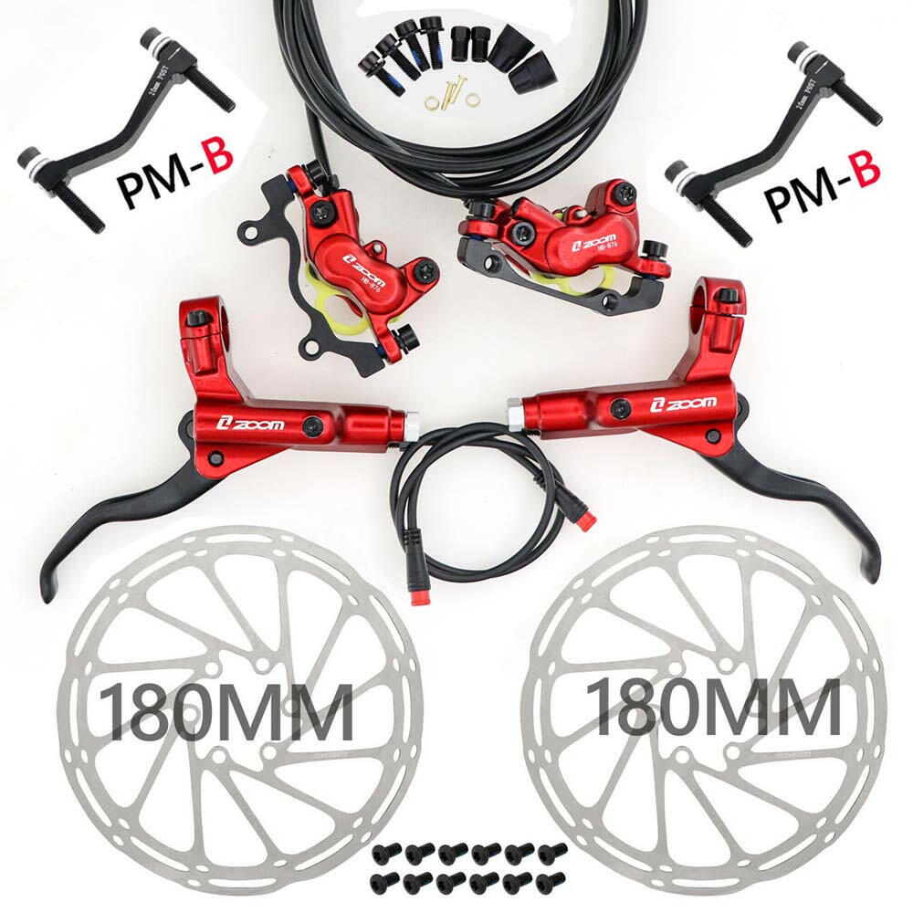 ZOOM HB-876E E-Bike 4-Piston Hydraulic Disc Brake Set Electric Scooter Folding Mtb Bike Power Off ebrake