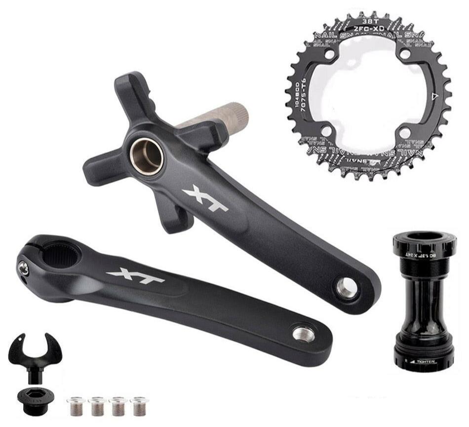 XT Bicycle Crankset 104BCD MTB Bike Crank Chainring Bike 170mm 175mm Black Round Oval 32T 34T 36T 38T Aluminum Alloy with Bottom