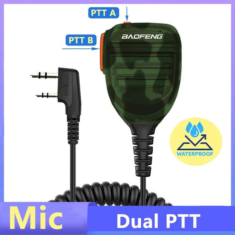 Baofeng Walkie Talkie Speaker Microphone Waterproof PTT Mic For UV5R UV-16 Pro UV-13 Plus Two Way Radio QuanSheng UV-K5(8) UV-K6-WAYBIKER