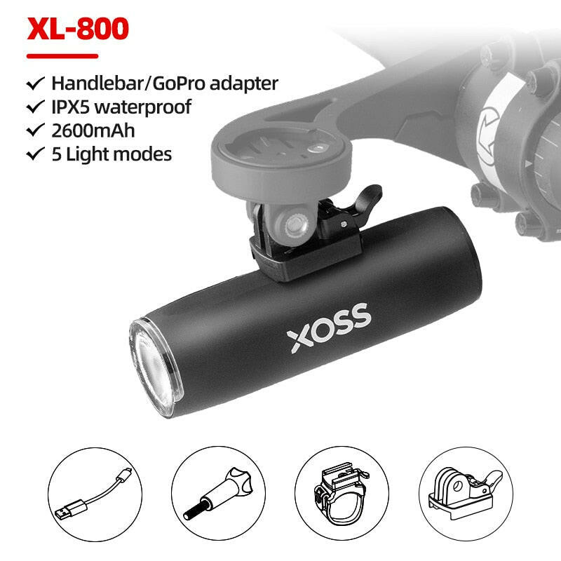 XOSS XL400/800 bicycle light Aluminium Front light for Bicycle USB-C Rechargeable MTB Front Lamp Headlights Bike Accessories