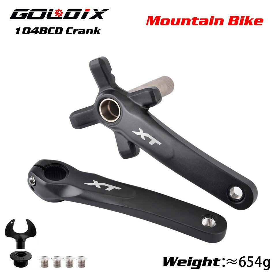 XT Bicycle Crankset 104BCD MTB Bike Crank Chainring Bike 170mm 175mm Black Round Oval 32T 34T 36T 38T Aluminum Alloy with Bottom