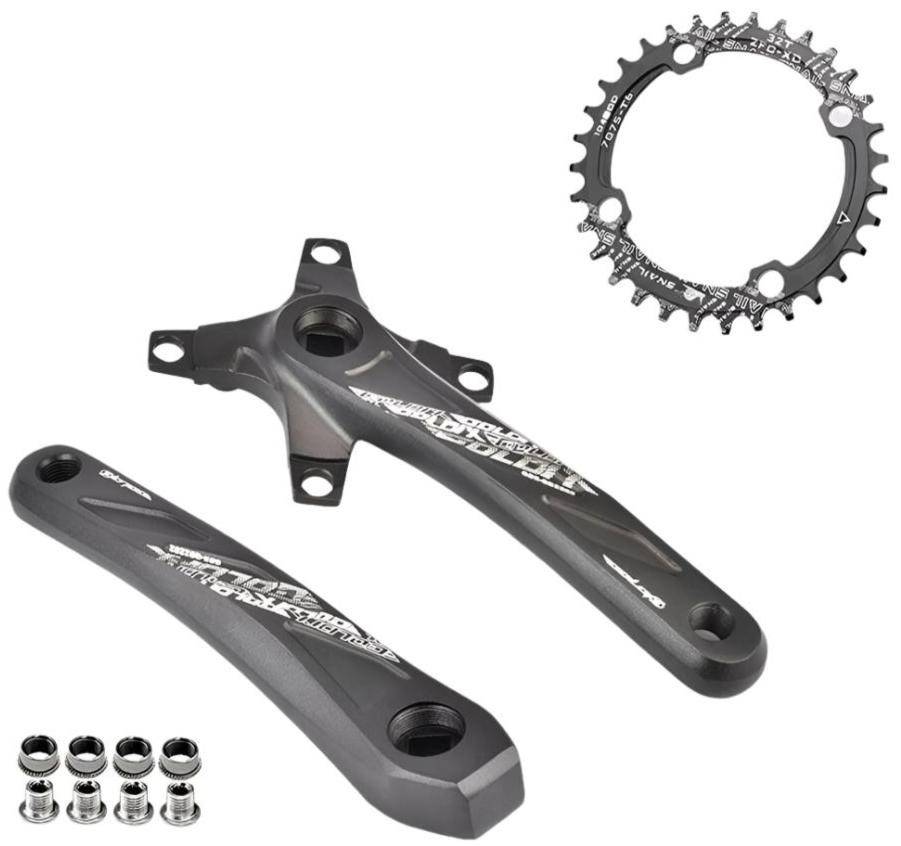 GOLDIX RIRO Bicycle Crankset 104BCD Mountain Bike Square Hole Crank Aluminum Alloy Crank 170/175mm Black 32T 34T 36T 38T 40T 42T-WAYBIKER