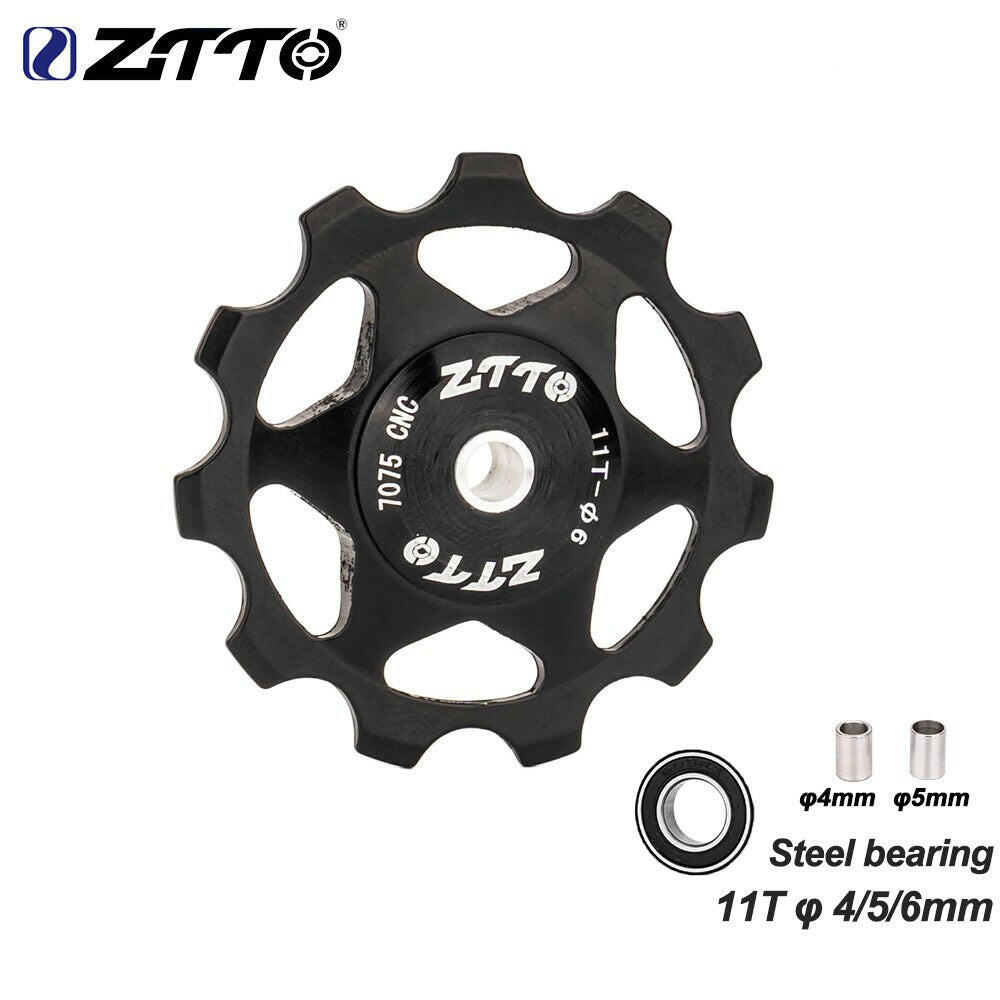 ZTTO 11T 13T MTB Bicycle Rear Derailleur Jockey Wheel Steel Bearing Pulley AL7075 CNC Road Bike Guide Roller Idler 4mm 5mm 6mm