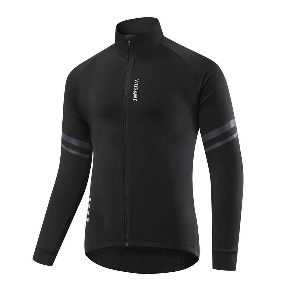 WOSAWE Winter Cycling Jacket Thermal Fleece Clothing Coat Water repellent Windproof Reflective Cycling Jersey Men Sportswear